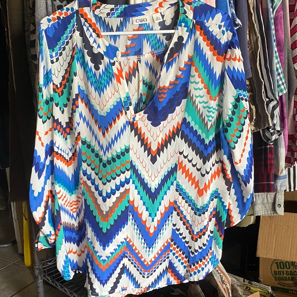 Cato Women's Colorful Chevron Blouse